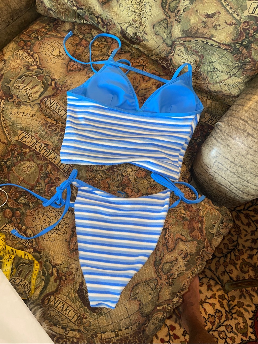 Blue & White Striped Two-Piece Swim Set - Picture 2 of 4